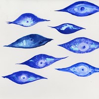 Encre bleu yeux assemblage
